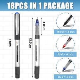 VEGCOO 18 Pack Rollerball Pens, Black/Blue/Red Gel Pen 0.5mm Quick-Drying Ink Pens, Handwriting Pens for Drawing Writing, Ballpoint Gel Pens School & Office Supplies for Students Adults