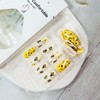 Spring Press on Nails Short Coffin Yellow Fake Nails Flower