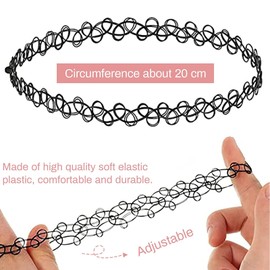 12 Piece Choker Necklace Set, Stretch Choker, Tattoo Chain, Women's Elastic Necklace, Henna Necklace, Rubber Collar Tattoo Chain Jewellery Sets Jewellery Sets Jewellery Stretch Jewellery Sets, Plastic