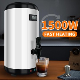 Nalison Insulated Beverage Dispenser-WITH HEATING,75 Cup Hot Drink Beverage for Catering-Stainless Steel Hot Beverage Dispenser 12 L/3.2 Gallon Hot Coffee Dispenser with Spigot for tea, Water,(silver)