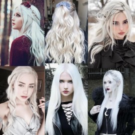 2 x clip-in hair extensions, strands, colourful hair strands (white x 4)