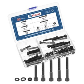 Kozelo 80pcs M6 Socket Head Cap Screws Bolts Nuts Assortment Kit - [M6x30/35/40/45/50mm] Alloy Steel Fully Threaded Black Oxide 12.9 Internal Hex Screw for 3D Printer Use