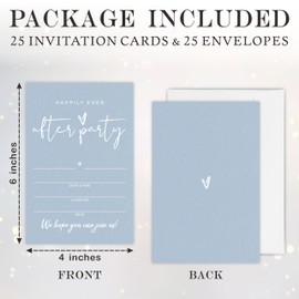 25 Blue minimalist wedding invitations,after Party, Fill out style Double Sided wedding invitation set with envelopes, wedding party decorations & supplies - A12