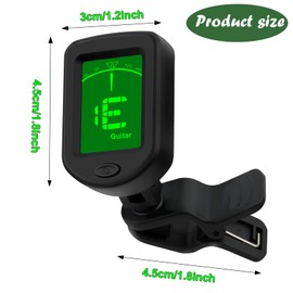 Guitar Tuner, Clip Tuner, Guitar Tuner, Accurate Chromatic Tuner, Guitar Capo/Tuner for Guitar, Bass, Violin, Ukulele, Chromatic