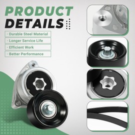 VORGENS Serpentine Drive Belt Kit, Belt Tensioner Pulley, Fit for Honda Accord/Civic/CR-V/Element | Acura TSX/CSX/RDX/ILX, 2002-2015#Replace 38278, 31170PNA003, 31170PNA013 Drive Belt Component Kit