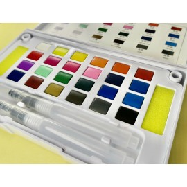 Bianyo 24 Color portable Watercolor Paint Set - Solid Pigment, Travel