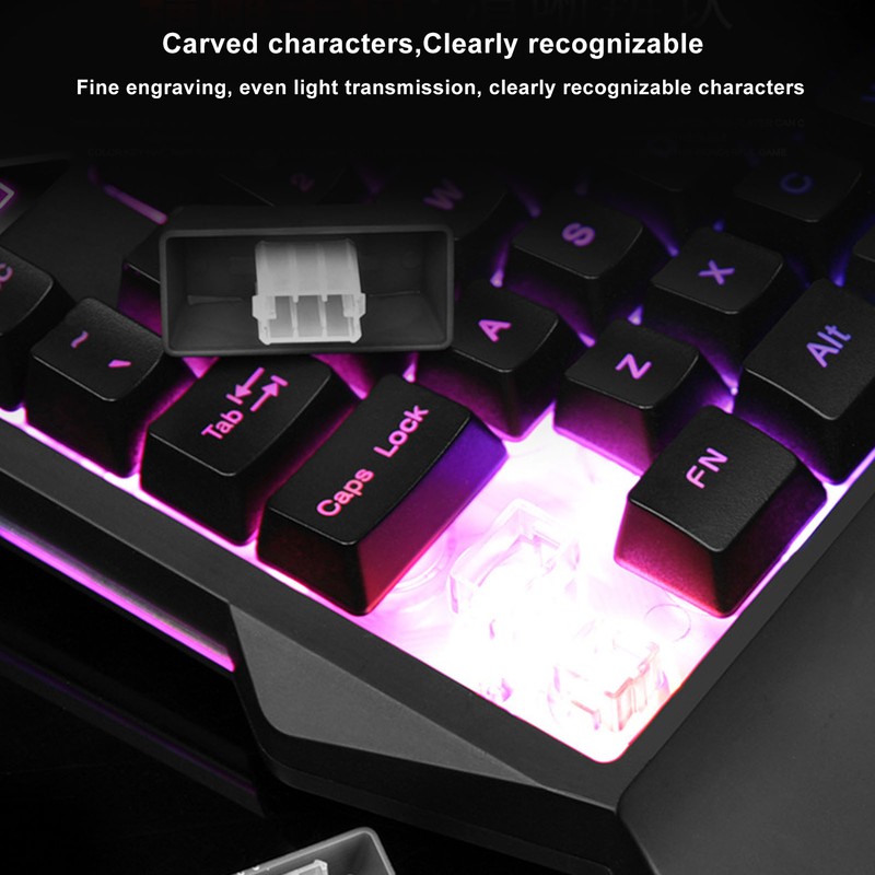 One Handed Gaming Keyboard 7 Color RGB Backlight Ergonomic 35