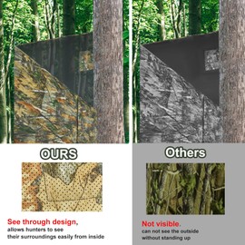 See Through Hunting Tree Stand Blind, Visible Ladder Stand Blind Kit for 2 Man Camouflage Treestand Blinds Cover with Zipper Storage Pocket Tree Stand Blind Accessories for Hunting Deer, 102×36 Inch