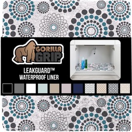 Gorilla Grip LeakGuard Non-Adhesive Under Sink Mat for Kitchen Cabinet, 24x50, Waterproof Quick Dry Shelf Liner, Durable Absorbent Felt Mats for Bathroom Sink, Cabinets, Dresser, Spiral Gray Turquoise
