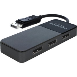 Delock DisplayPort Splitter 1.4 1x DisplayPort 3x DisplayPort, Black, 30 cm