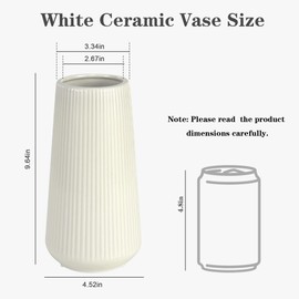 Beige Ceramic Vase, GUKJOB Cute Flower Vase for Pampas Grass, Home, Living Room, Dining Table, Farmhouse, Office Decor, Bedroom, Table, and Kitchen Shelf (XL Beige)