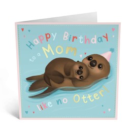 CENTRAL 23 Mothers Day Cards for Mom - 'Mom Like No Otter' - Sweet Birthday Card - Birthday Day Cards for Mommy Mama - Blank Greeting Cards - Comes with Fun Stickers
