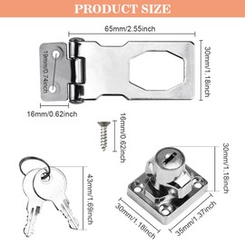 Snillok Keyed Hasp Lock Hasp and Staple with Padlock, 2.5 Inch Knob Locking Hasp Heavy Duty Shed Lock Door Lock Hasp Safety Door Clasp Gate Lock with Key for Mailbox Drawer Cabinets Closet Barn Door