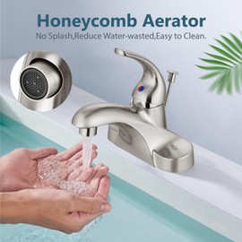 Aolemi Bathroom Faucets Arc 4 Inch Centerset Bathroom Sink Faucet Single Handle Vanity Faucet with Supply Lines,with Lift Rod Drain Assembly,Brushed Nickel