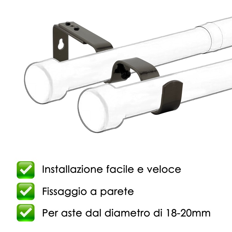 GIRASOLE HOME® 2 x Adjustable Double Curtain Pole Bracket, Heavy