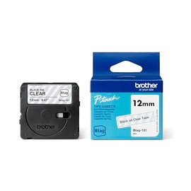 Brother Original Btag-131 Labelling Tape 12 mm Wide 4 m Long Black/Transparent