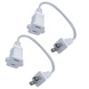 Short Extension Cord 1 Ft, White 2 Prong, 18 AWG