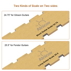 Alnicov Guitar Neck Notched Straight Edge Luthiers Tool Zinc Alloy Plated Bronze for Gibson Fender and Most of Guitar Fretboard and Frets 24.75inch & 25.5inch