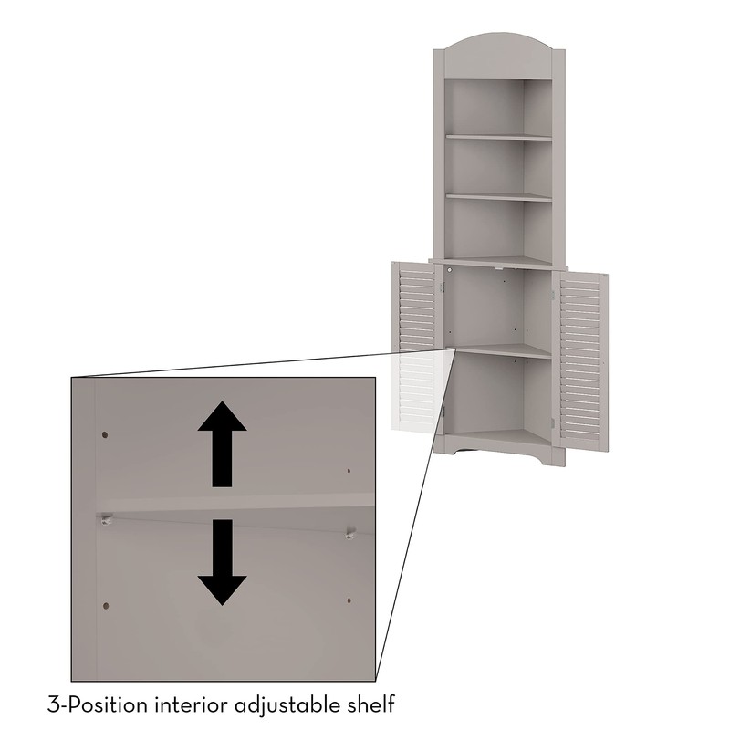 RiverRidge, Taupe Ellsworth Tall Corner Bathroom Storage Cabinet