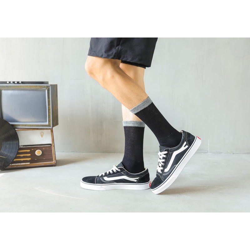 Yomandamor Men's Business Socks, Medium Cylinder, Black, 6 Pairs Set,