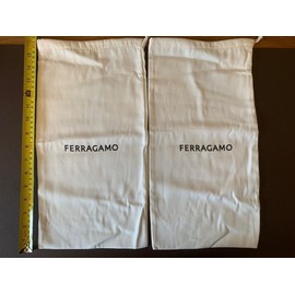 SALVATORE FERRAGAMO New Logo Drawstring Dust Bag Shoe Bags 17" X 8"  Set Of 2