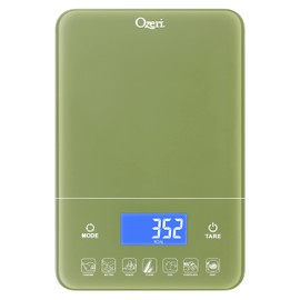 Ozeri Touch III Digital Kitchen Scale with Calorie Counter, 22 lbs (10 kg), Calla Green