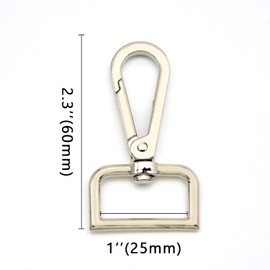 MELORDY 15 ganchos giratorios de metal con cierre de langosta para manualidades, llaveros, bolsos, fabricación de bolsos (plateado, 1 pulgada)
