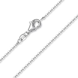 Materia #K97 Women's Necklace, Made of 925 Silver - Rhodium Plated, Fine Anchor Chain Necklace for Women and Girls 1 mm, Length: 40 - 80 cm, Silver