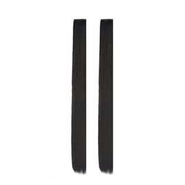 2 x Clip-In Hair Extension Highlights Streaks, Colourful Hair Highlights (Thick Black)