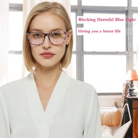 Henotin 6 Pack Ladies Reading Glasses Blue Light Blocking Spring Hinge Readers Anti Eyestrain Computer Eyeglasses (Multicolor-2, 1.75, multiplier_x)