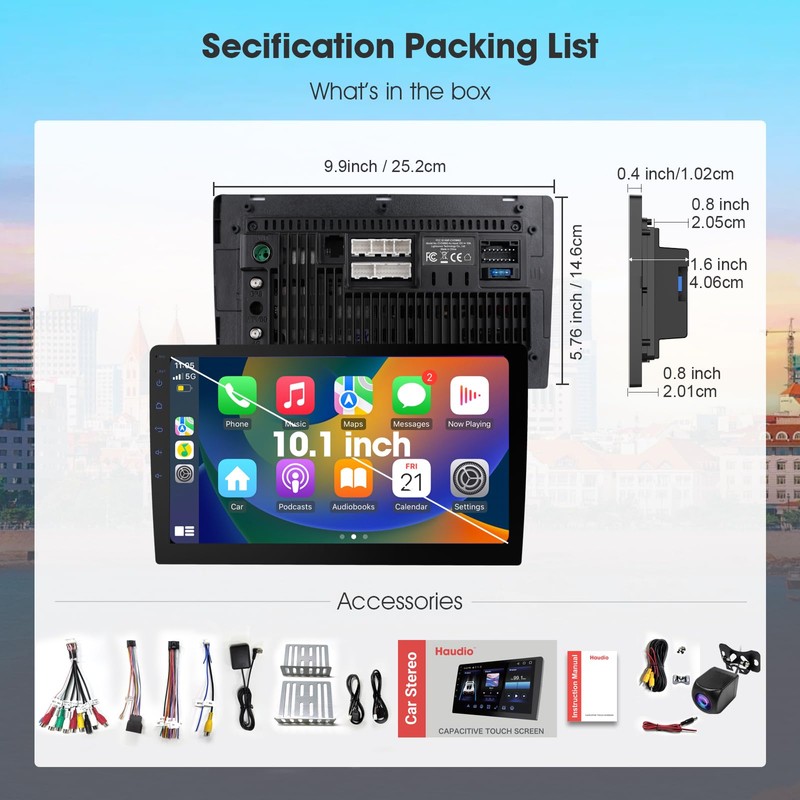 Wireless Double Din Car Stereo with Apple CarPlay/Android Auto,Carplay Screen