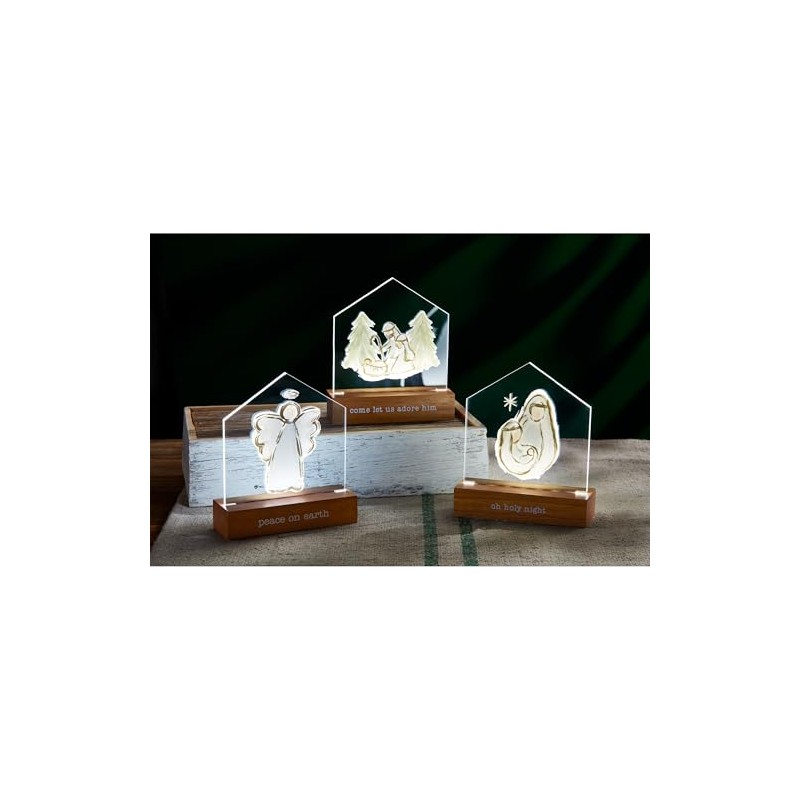 Mud Pie Led Acrylic Christmas Sitter, Holy, 6" x 5
