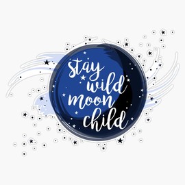 Stay Wild Moon Child - Paper Heart Design Sticker Bumper Sticker Vinyl Decal 5"