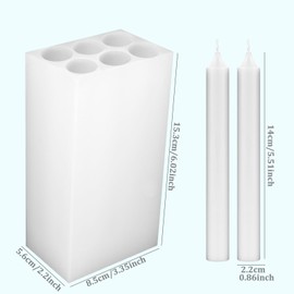 6-Cavity Long Cylinder Mold for Candle Making, 5.5Inch Cylinder Silicone Candle Mold Long Pillar Silicone Mold for Wax Candle Making