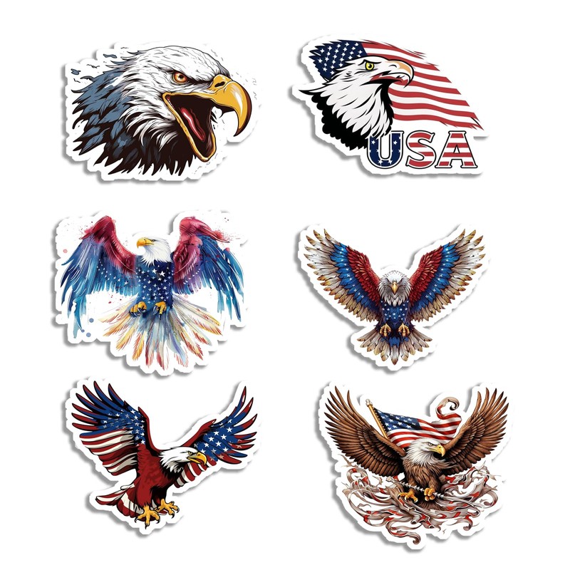 6 Acrylic Eagle Flag Shaped Fridge Magnets to Decorate Your