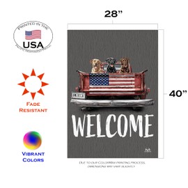 Toland Home Garden 1012724 Red Truck Labs Patriotic Flag, Double Sided for Outdoor Dog House Yard Decoration