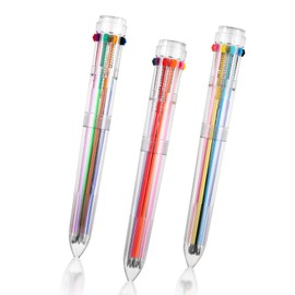 Multicolor Ballpoint Pens 3 Pcs Multicoloured Pens 0.7mm Multi Colour Pen Retractable School Pens 10 Colors Multi Coloured Pens All In One Multi Pen Multicolour Pens for School Home Office Supplies