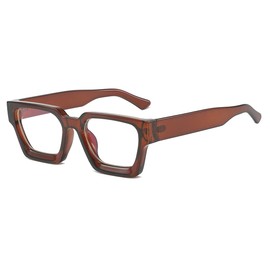 JOVAKIT Fashion Square Blue Light Glasses for Men Women Simple Designer Style Thick Frame Computer Eyeglasses Anti Eyestrain (Brown)