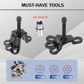 ReluxGo Front Wheel Hub Puller Bearing Removal Tool for 3-3/4 to 4-1/2 Inch IDs, Rear Axle Puller Set for 4-1/2 to 5-1/2 Inch IDs, Flange Type Axle Remover Tool with 5/8 inch x 18 Forcing Bolt