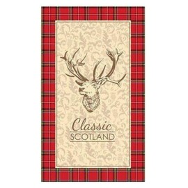 Scottish Tea Towel Stag Print Scotland Souvenir Gift Stewart Tartan Cotton Wild