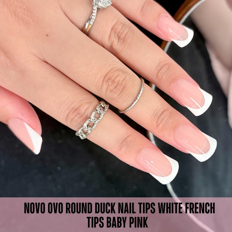Duck Feet Nail Tips Short Round Extra Thick, Baby Pink