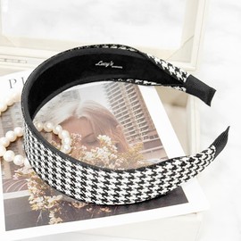 Burnaby black houndstooth wide hair band wide headband / 버나비 블랙 하운드투스 와이드 헤어밴드 넓은머리띠