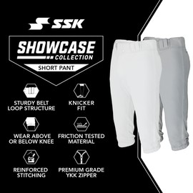 SSK Showcase Collection Youth Baseball Short Pants - Solid Knicker Fit (US, Alpha, Medium, Grey)