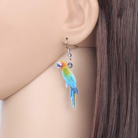 YAYAKO Blue Parrot Earrings Acrylic Cute Bird Dangle Jewellery Birthday Gifts for Women Girls Charms Scarlet Macaw Party Decorations (Blue)