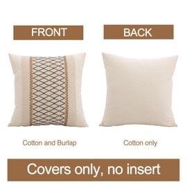 Mayler Yee Throw Pillow Covers 20 x 20 Inch 1PC for Farmhouse Living Room, Cotton & Burlap Textured Striped Woven Boho Pillow Covers (Beige & Black Grid)