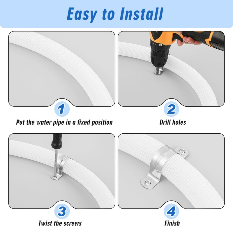 Yaocom 100 Pcs 1 1/4 Inch Pipe Strap Stainless Steel