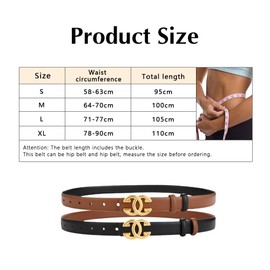 FDEETY Women's Double Sided Genuine Leather Belt Durable Elegant with Robust Alloy Buckle Perfect for Jeans and Business Outfits, caramel, 105