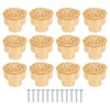 sourcing map 12 Pack Rattan Dresser Knobs, 1.38" Handmade Wicker