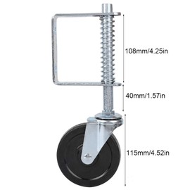 4 Inch Rubber Gate Wheel 110 lbs Heavy Duty Spring Loaded Swivel Castor