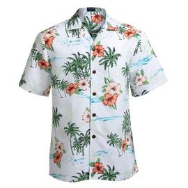 Hawaiian Shirts for Men Short Sleeve Regular Fit Mens Floral Shirts (YH1923,L)